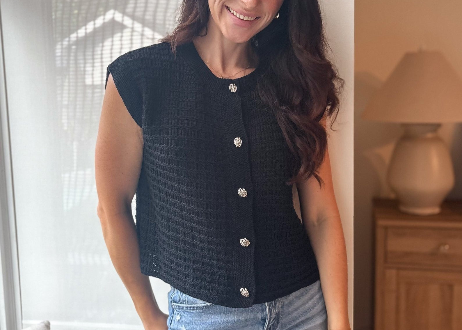 The Millie Button Hardware Detail Short Sleeve Knit Cardigan - Love and Lee Apparel