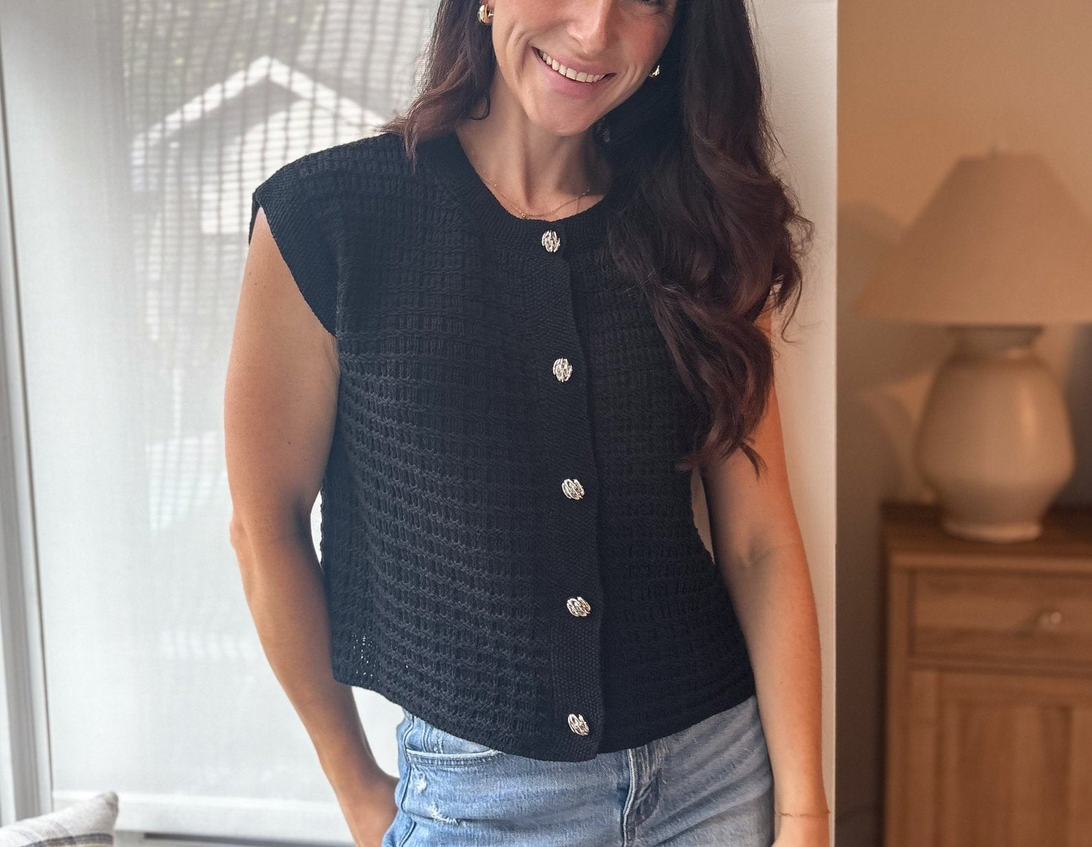 The Millie Button Hardware Detail Short Sleeve Knit Cardigan - Love and Lee Apparel