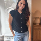The Millie Button Hardware Detail Short Sleeve Knit Cardigan - Love and Lee Apparel