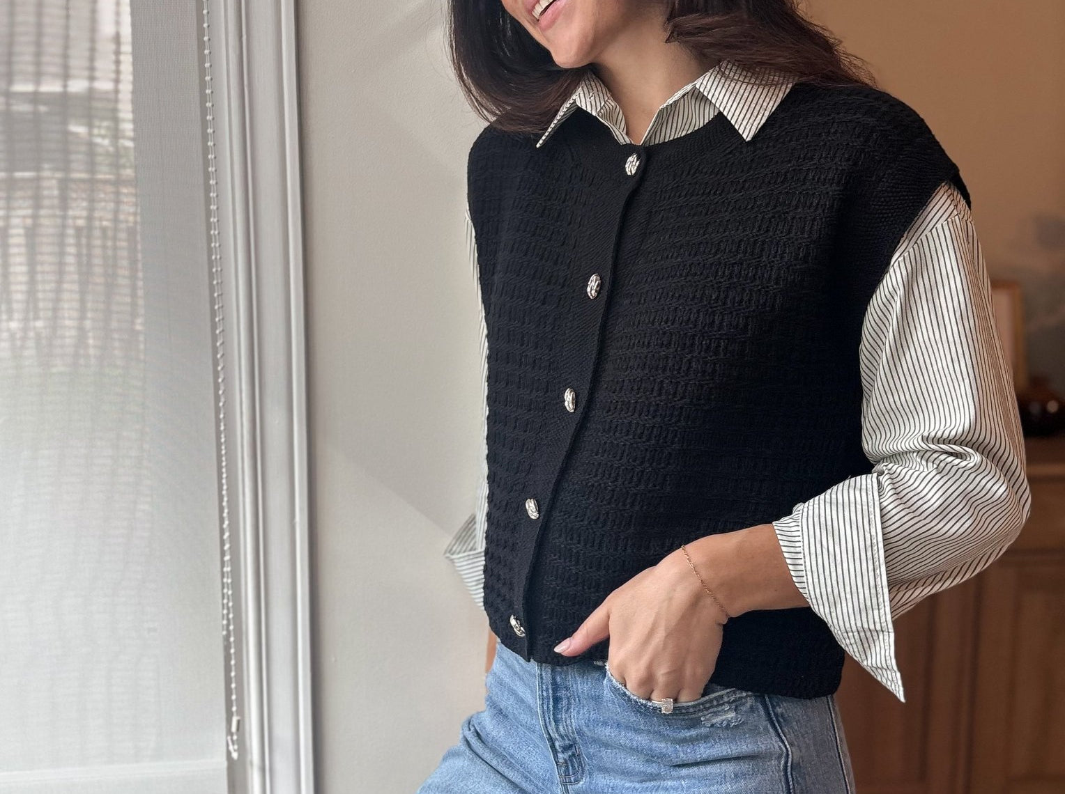 The Millie Button Hardware Detail Short Sleeve Knit Cardigan - Love and Lee Apparel