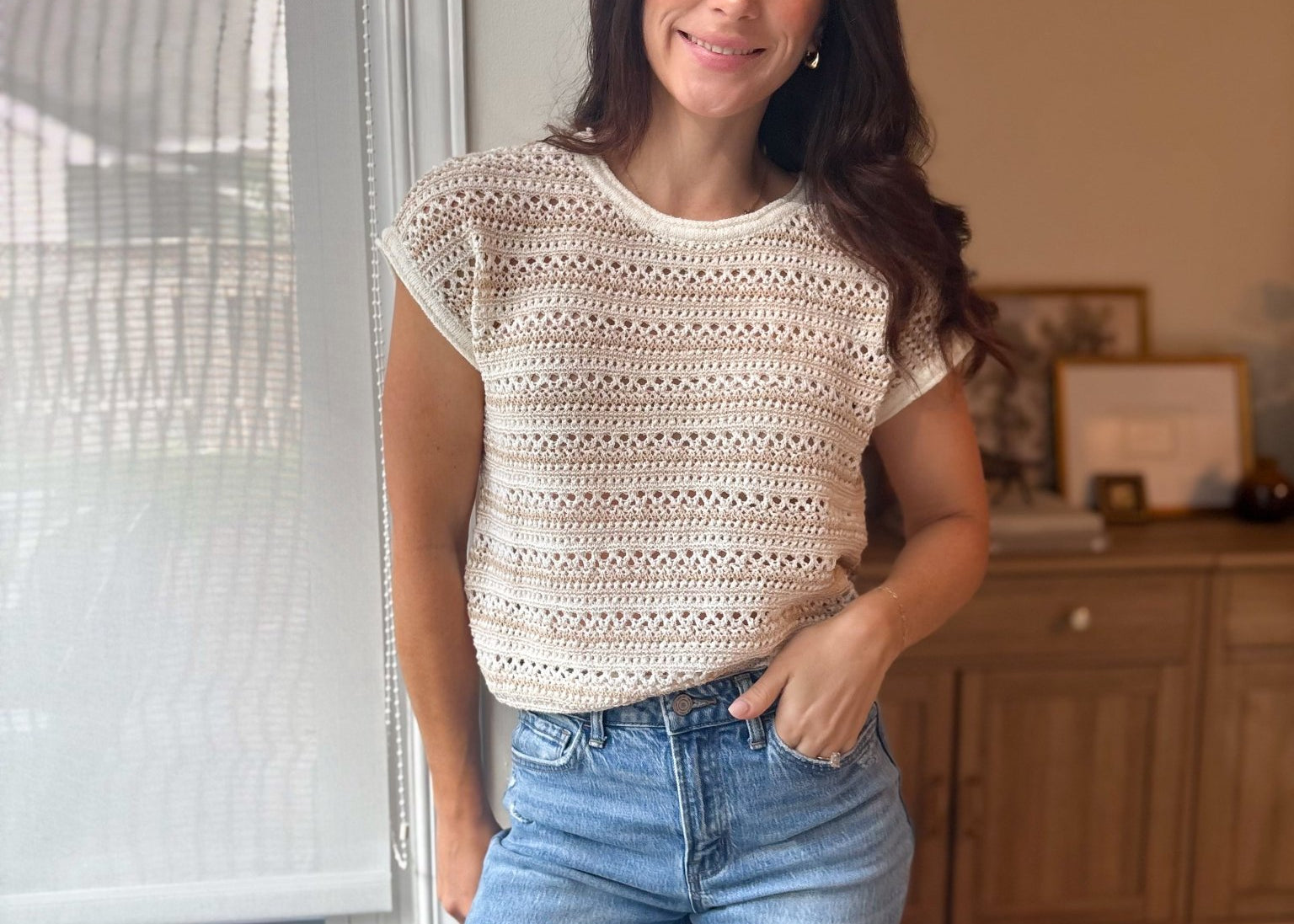 The Adalee Multi Stripe Drop Shoulder Short Sleeve Sweater - Love and Lee Apparel