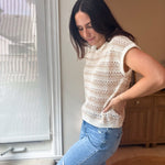 The Adalee Multi Stripe Drop Shoulder Short Sleeve Sweater - Love and Lee Apparel