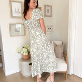 The Harmonee Floral Puff Sleeve Smocked Tiered Midi Dress - Love and Lee Apparel