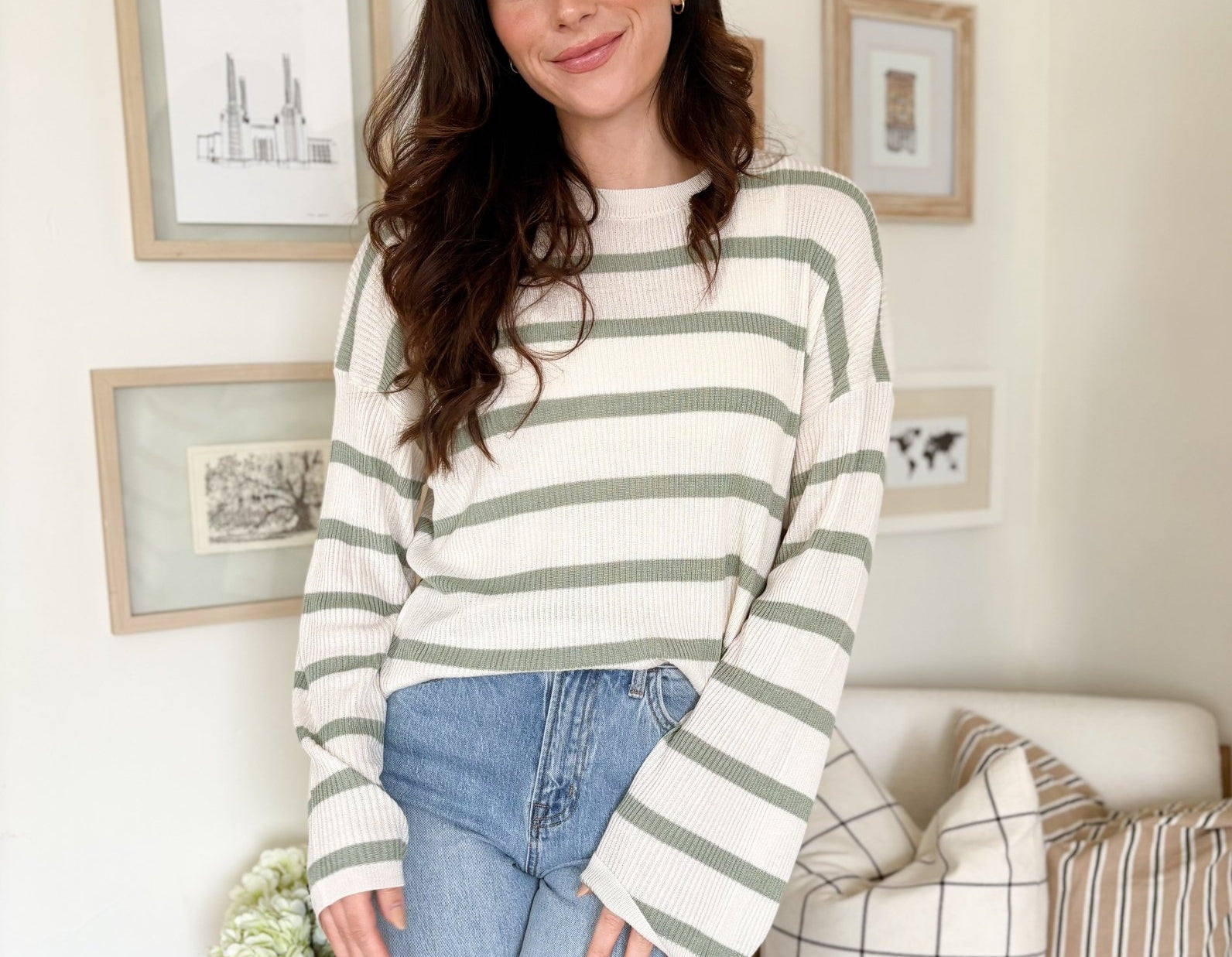 The Lindsay Lightweight Wide - Sleeve Striped Sweater - Love and Lee Apparel