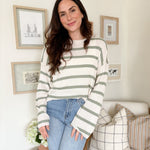 The Lindsay Lightweight Wide - Sleeve Striped Sweater - Love and Lee Apparel