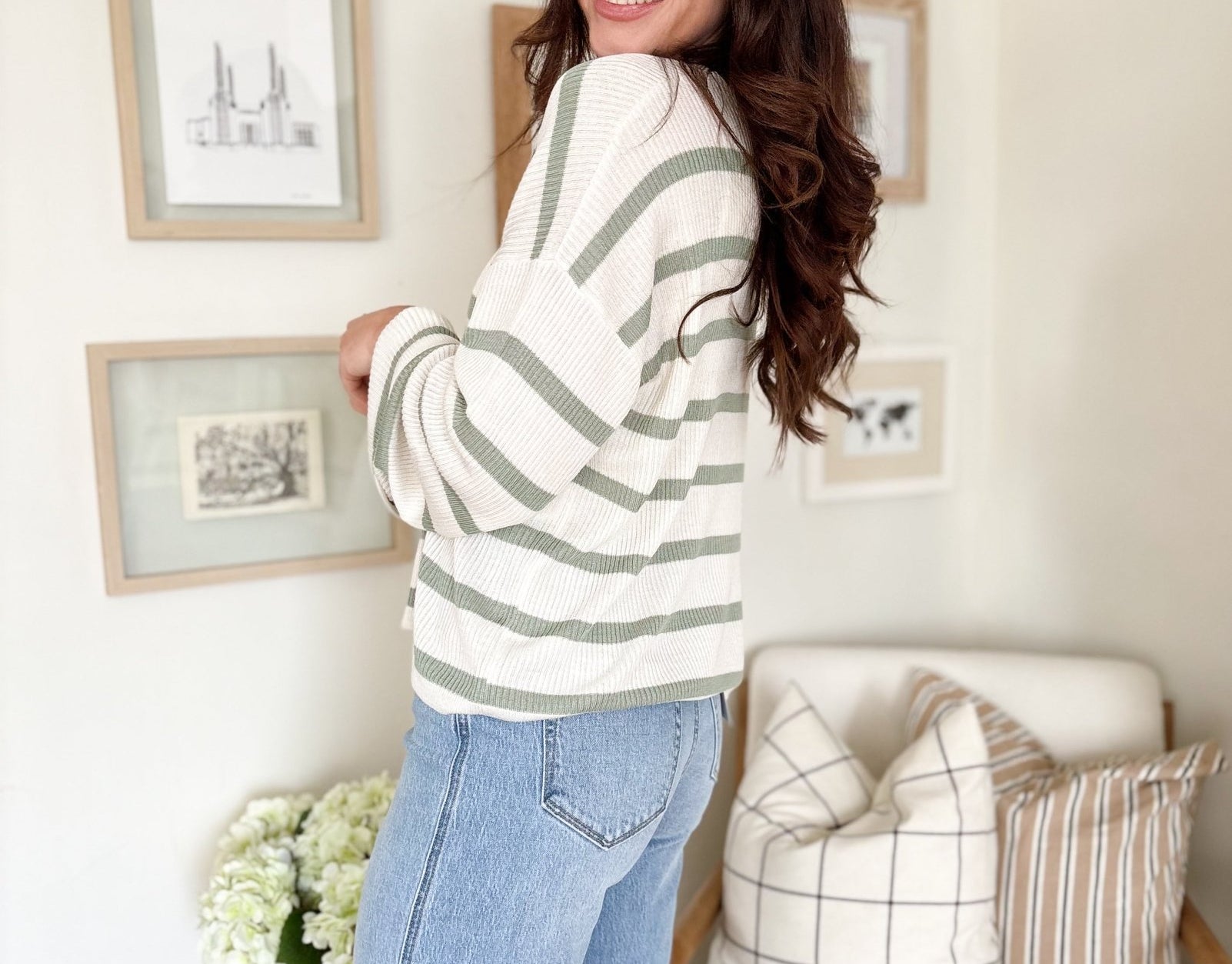 The Lindsay Lightweight Wide - Sleeve Striped Sweater - Love and Lee Apparel