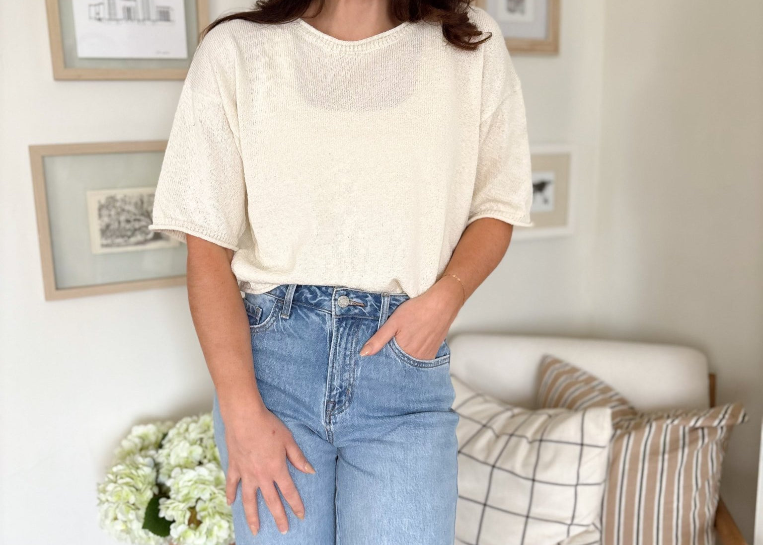 The Joannie Raw Edge Boxy Short Sleeve Knit Sweater - Love and Lee Apparel