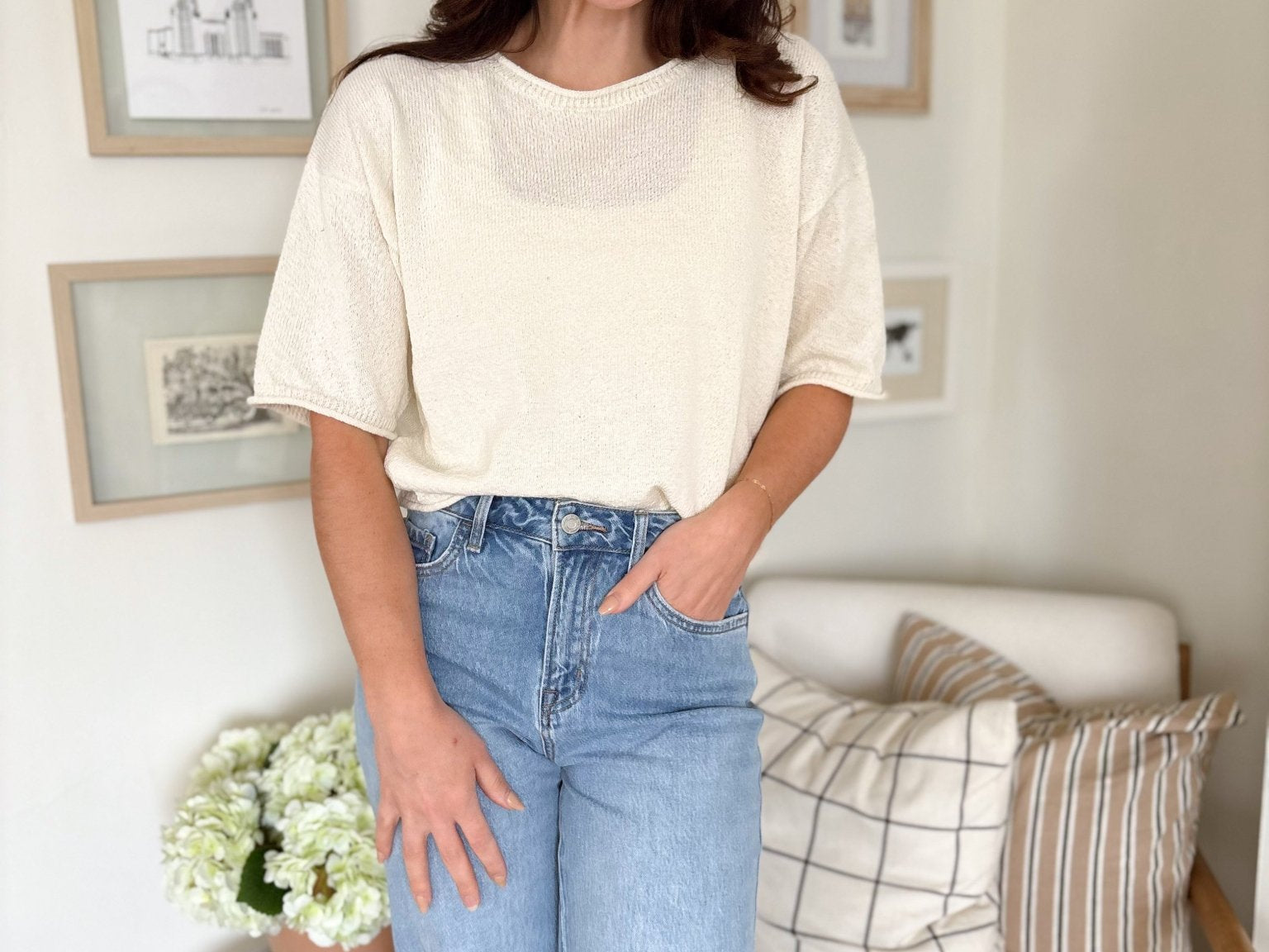 The Joannie Raw Edge Boxy Short Sleeve Knit Sweater - Love and Lee Apparel