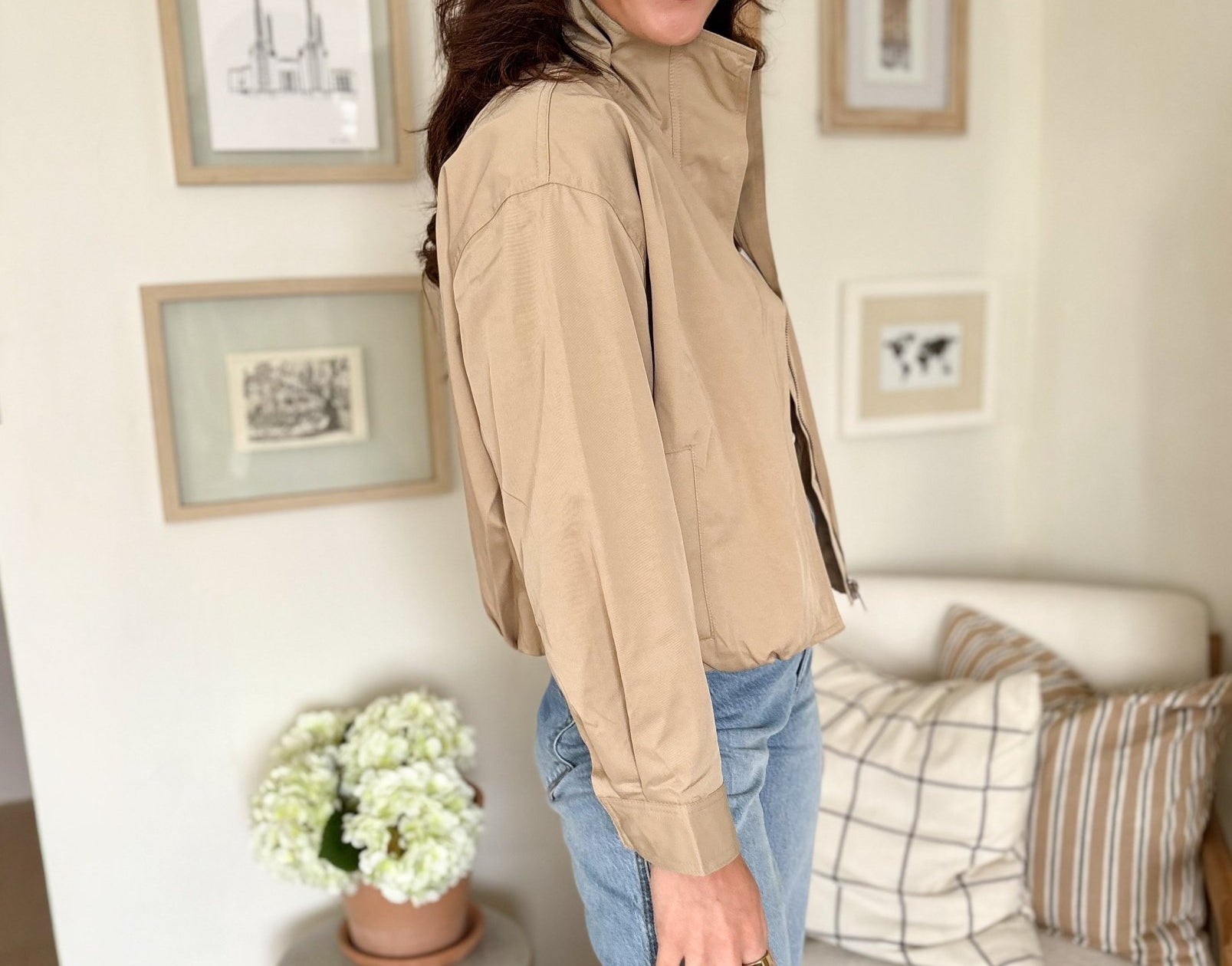 The Deidre Zip - Up Mock Neck Elastic Hem Jacket - Love and Lee Apparel