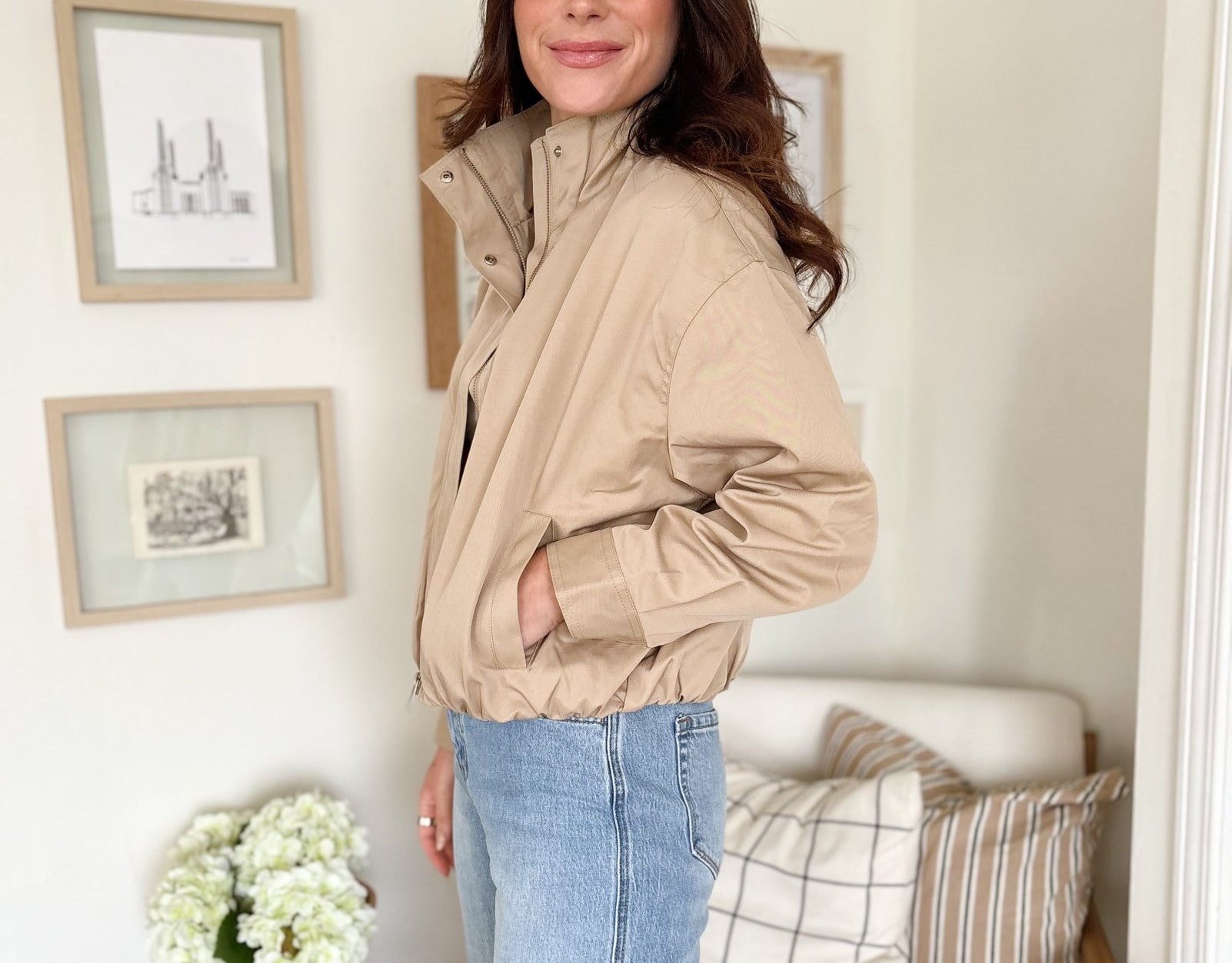 The Deidre Zip - Up Mock Neck Elastic Hem Jacket - Love and Lee Apparel