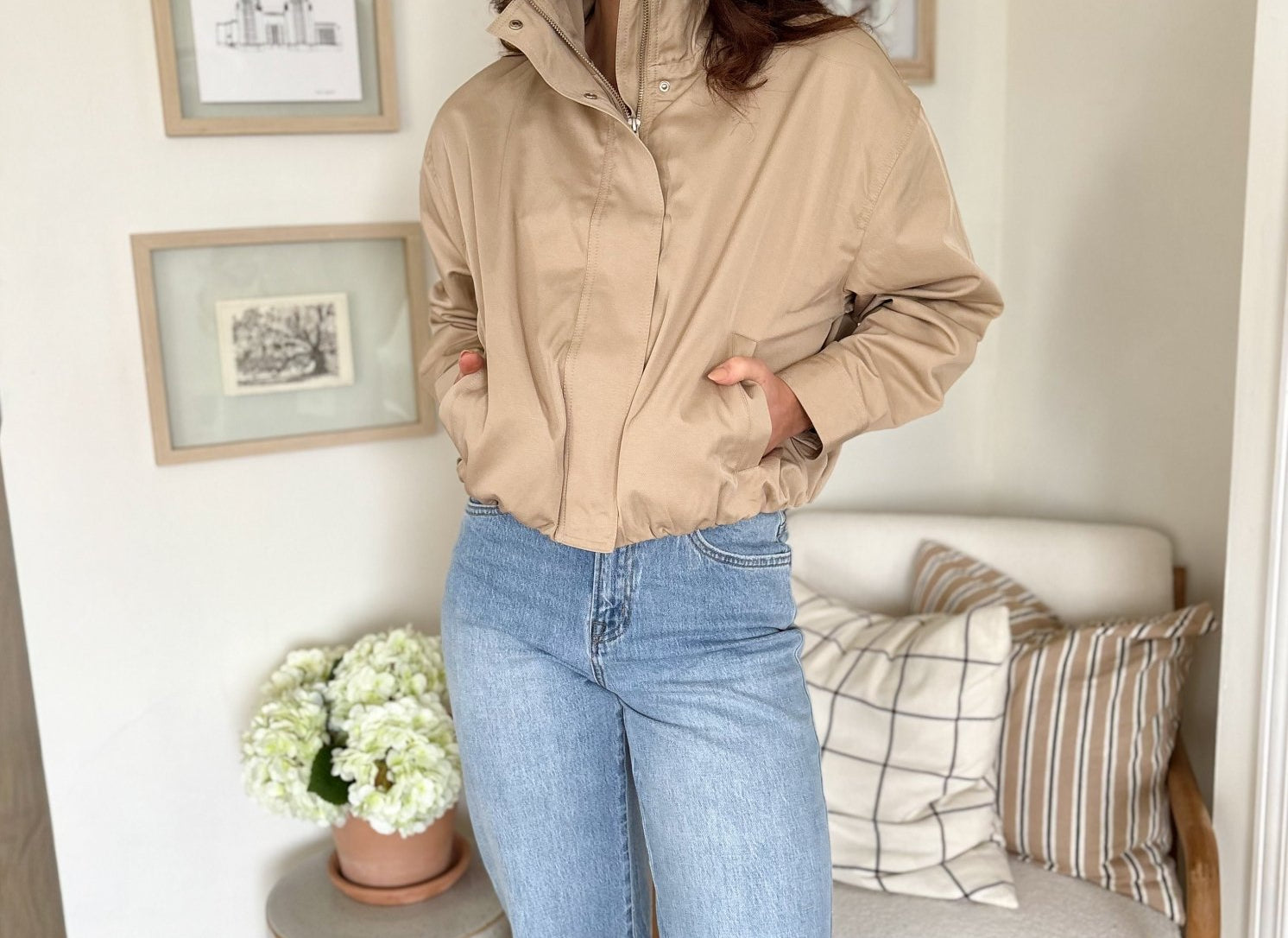 The Deidre Zip - Up Mock Neck Elastic Hem Jacket - Love and Lee Apparel