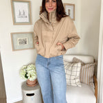 The Deidre Zip - Up Mock Neck Elastic Hem Jacket - Love and Lee Apparel