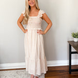 The Macy Stripe Smocked Ruffle Trim Midi Dress - Love and Lee Apparel