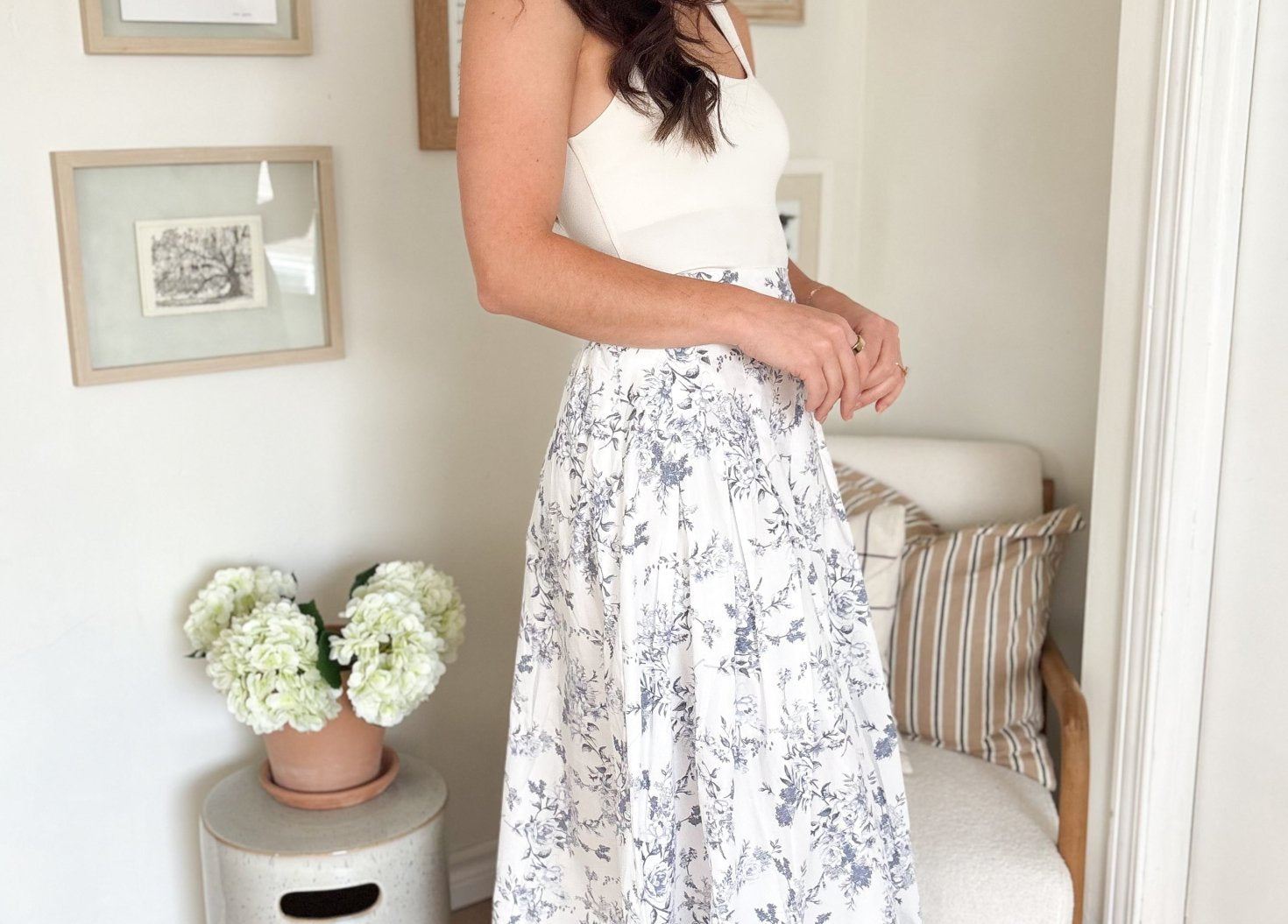 The Florence Floral Print Toile Pleated Midi Skirt - Love and Lee Apparel