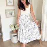 The Florence Floral Print Toile Pleated Midi Skirt - Love and Lee Apparel