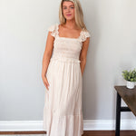 The Macy Stripe Smocked Ruffle Trim Midi Dress - Love and Lee Apparel