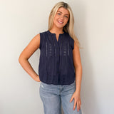 Carrie Lace Detail Button Down Top - Love and Lee Apparel