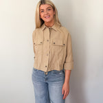 Nathalie Collared Drawstring Light Jacket - Love and Lee Apparel