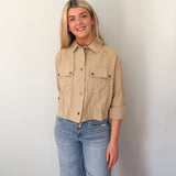 Nathalie Collared Drawstring Light Jacket - Love and Lee Apparel