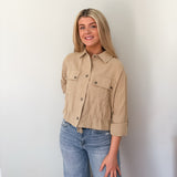 Nathalie Collared Drawstring Light Jacket - Love and Lee Apparel