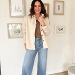 The Brandi Solid Collared Long Sleeve Button Down Shacket - Love and Lee Apparel