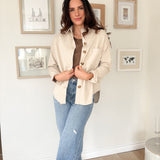 The Brandi Solid Collared Long Sleeve Button Down Shacket - Love and Lee Apparel