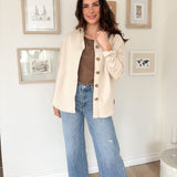 The Brandi Solid Collared Long Sleeve Button Down Shacket - Love and Lee Apparel