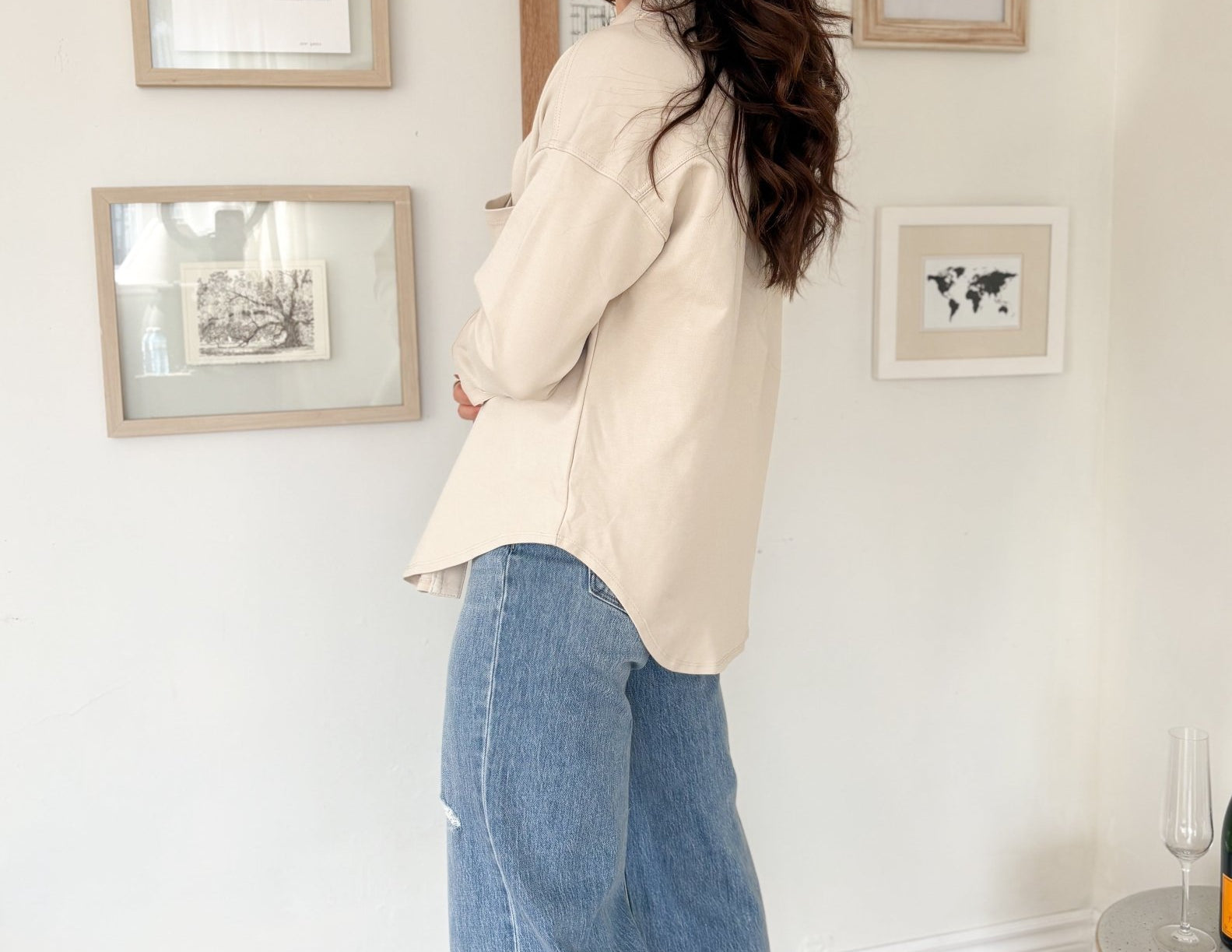 The Brandi Solid Collared Long Sleeve Button Down Shacket - Love and Lee Apparel