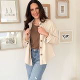 The Brandi Solid Collared Long Sleeve Button Down Shacket - Love and Lee Apparel