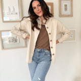 The Brandi Solid Collared Long Sleeve Button Down Shacket - Love and Lee Apparel
