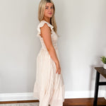 The Macy Stripe Smocked Ruffle Trim Midi Dress - Love and Lee Apparel