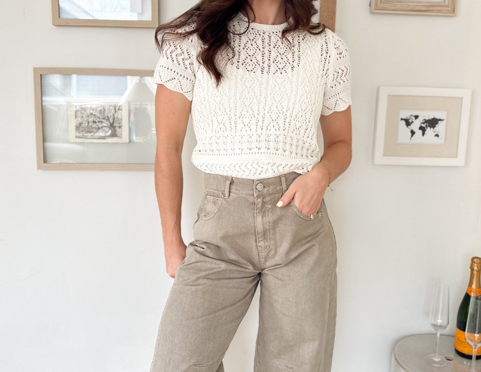 Lelke Short Sleeve Crochet Knit Pullover - Love and Lee Apparel