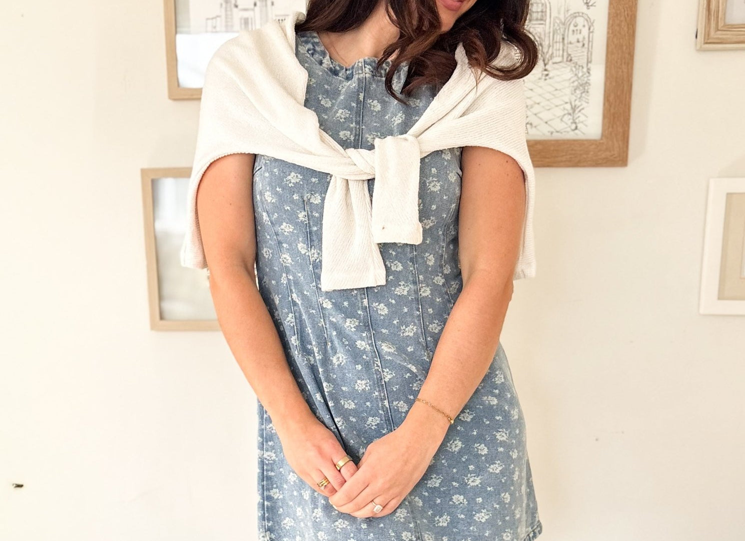 The Bennette Floral Washed Denim Pattern Sleeveless Mini Dress - Love and Lee Apparel