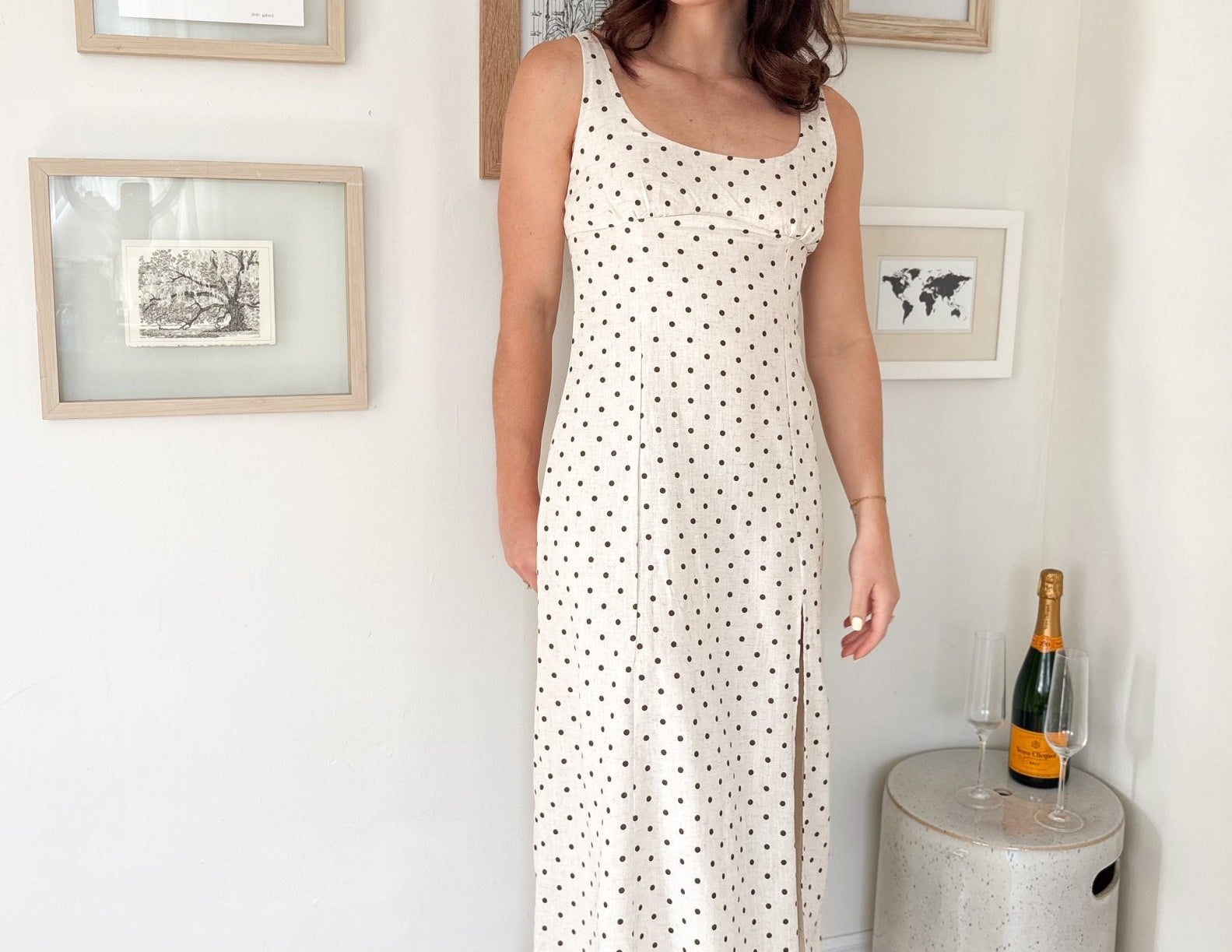 The Brenda Polka Dot Scoop Neck Midi Dress - Love and Lee Apparel