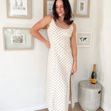 The Brenda Polka Dot Scoop Neck Midi Dress - Love and Lee Apparel
