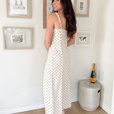 The Brenda Polka Dot Scoop Neck Midi Dress - Love and Lee Apparel