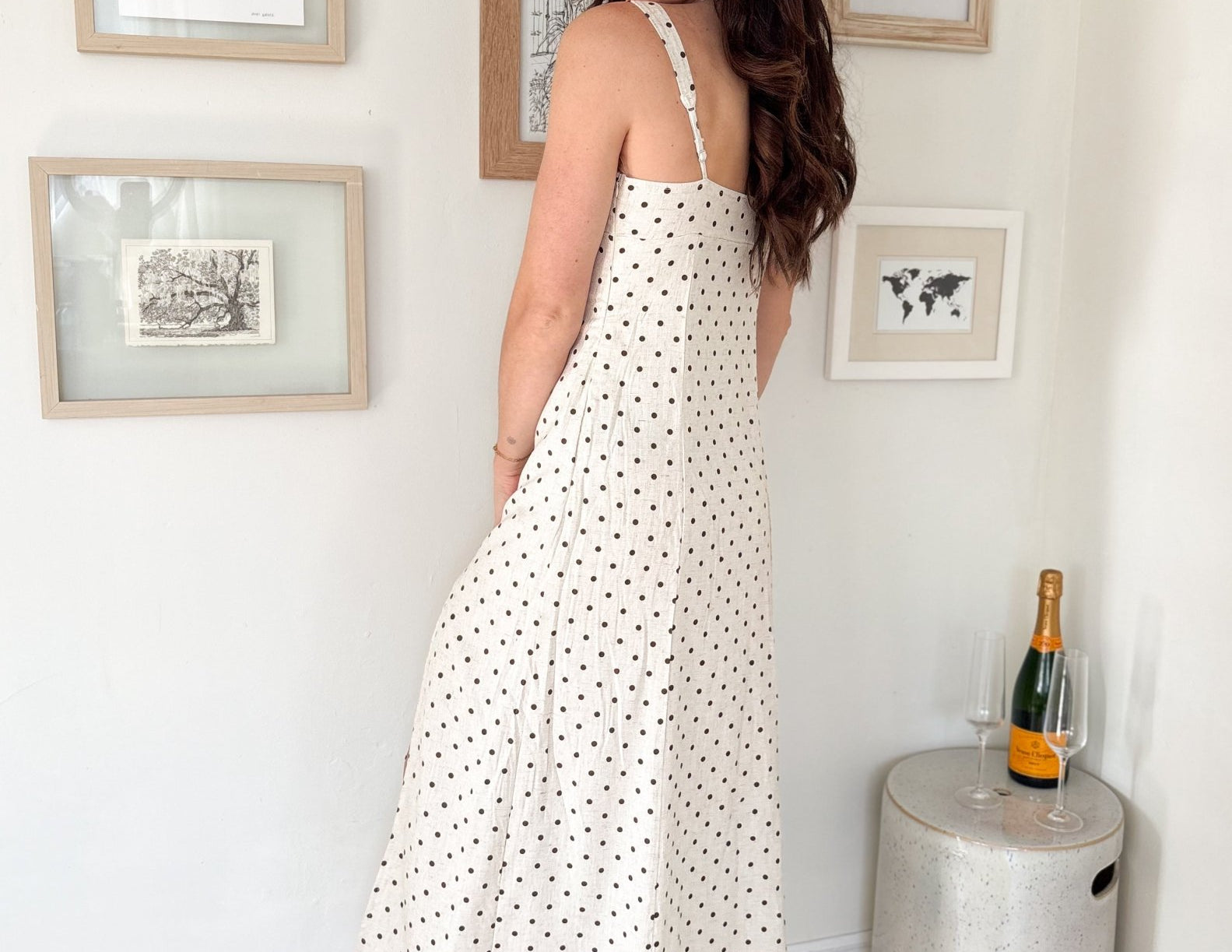 The Brenda Polka Dot Scoop Neck Midi Dress - Love and Lee Apparel