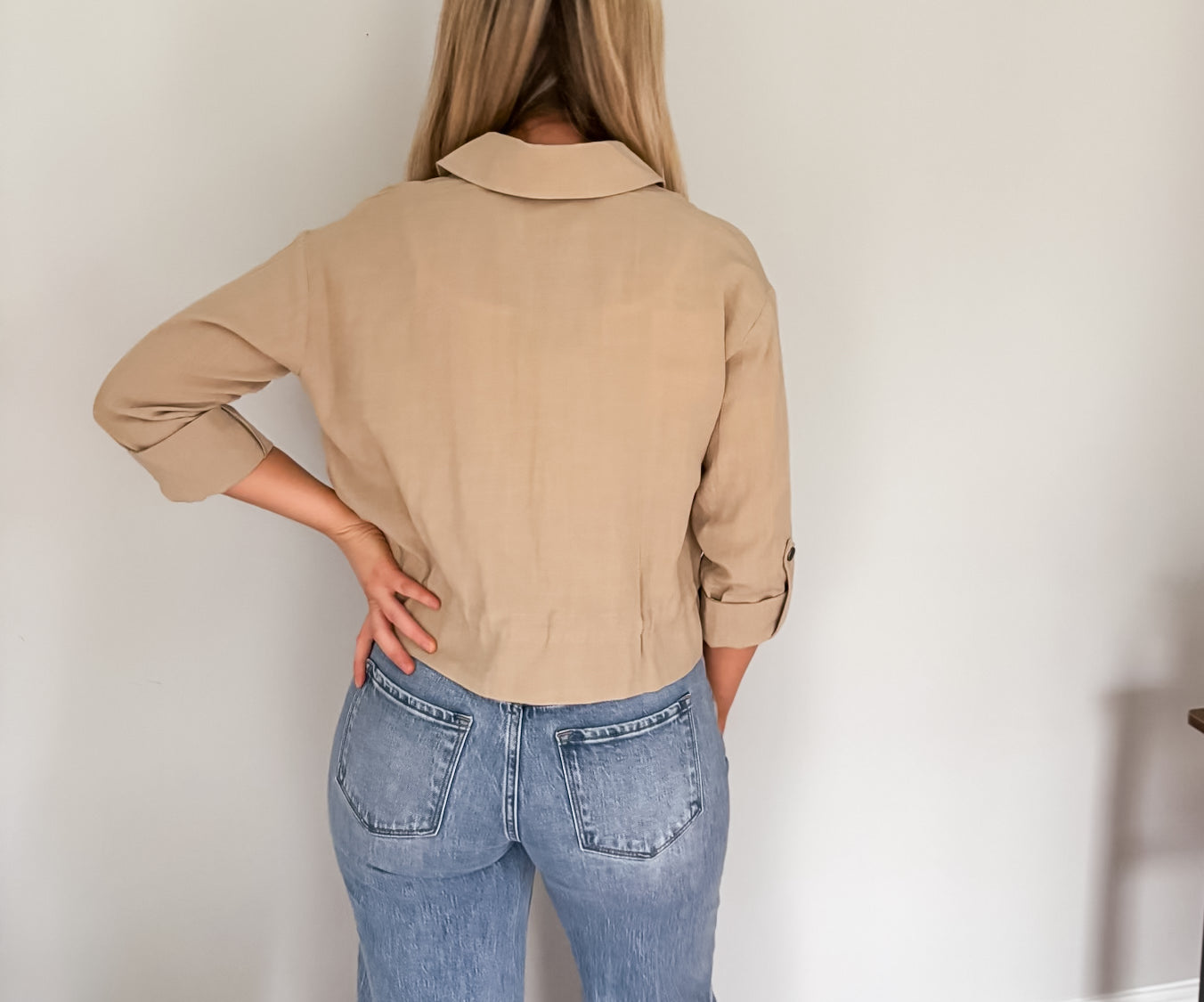 Nathalie Collared Drawstring Light Jacket - Love and Lee Apparel