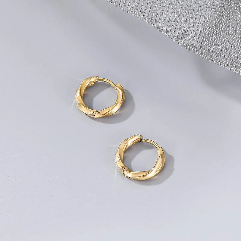 Twisted Small Hoop Earrings - 18K Gold Plated Real Gold Plated - Love and Lee Apparel