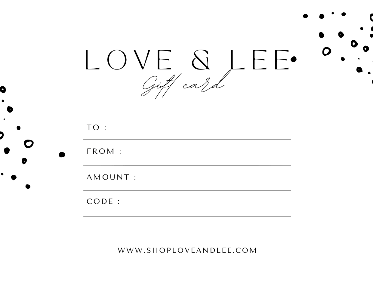 Gift Card - Love and Lee Apparel