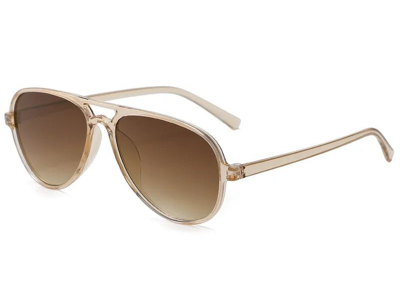 Ultra - Light Aviator Style Sunglasses with Transparent Frame & Brown Lens - Love and Lee Apparel