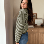 The Evermore Stripe Raw Edge Drop Shoulder Knit Cardigan - Love and Lee Apparel