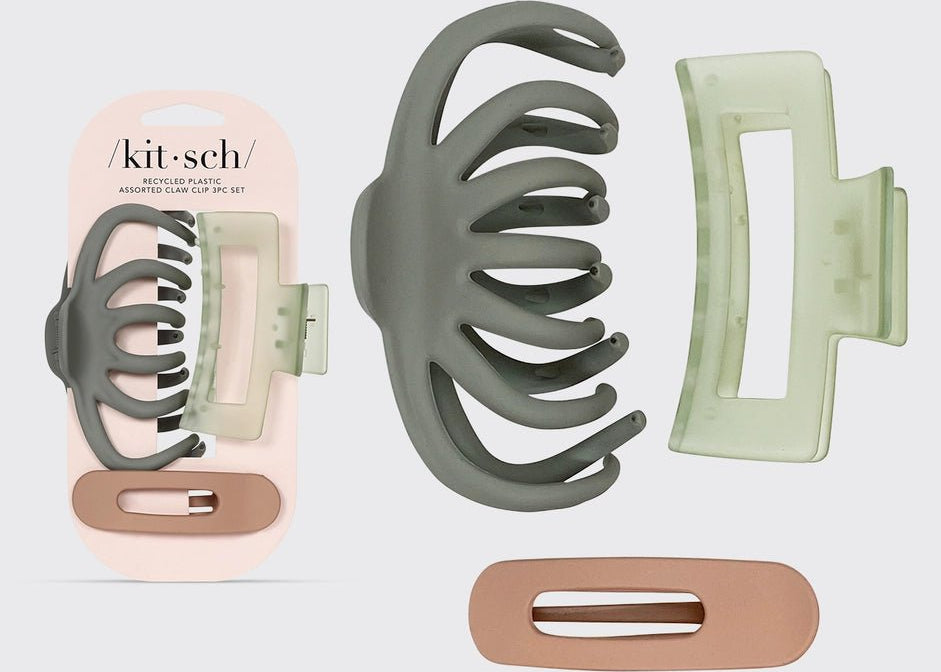 Kitsch Recycled Plastic Assorted Claw Clip Set 3pc - Love and Lee Apparel