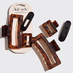 Kitsch Recycled Plastic Assorted Claw Clips- Rectangle Open Shape - Love and Lee Apparel