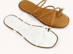 Golden Toe Ring Criss Cross Strappy Sandal - Love and Lee Apparel