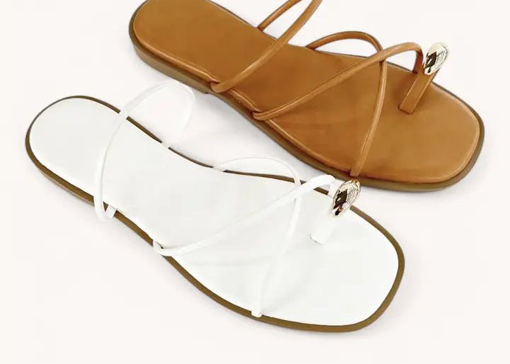 Golden Toe Ring Criss Cross Strappy Sandal - Love and Lee Apparel