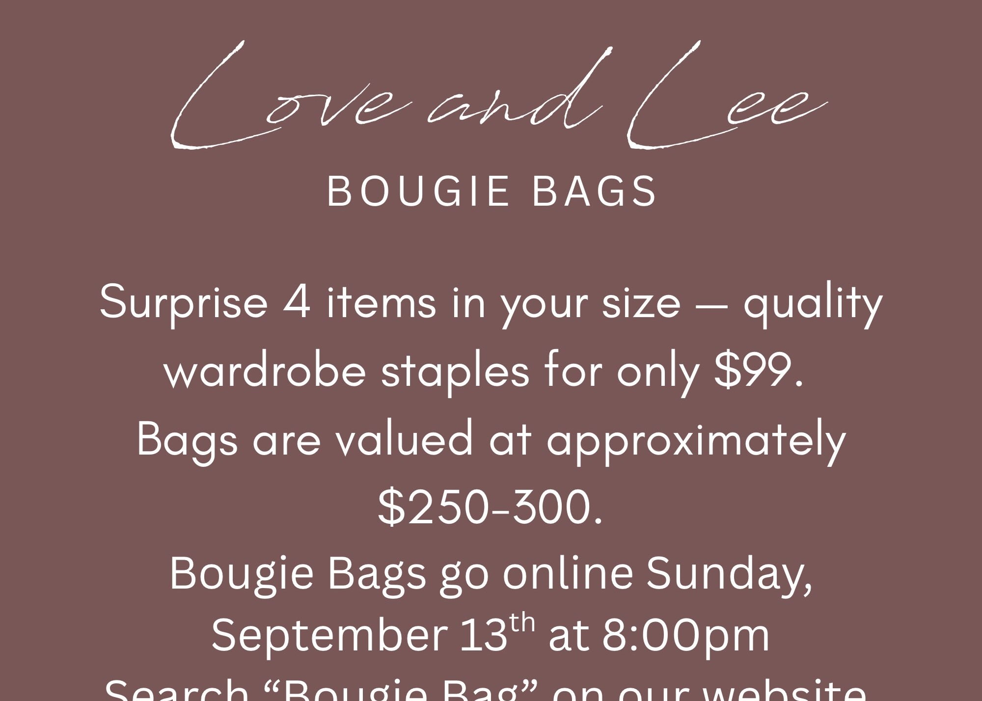 Bougie Surprise Clothing Bags - Love and Lee Apparel