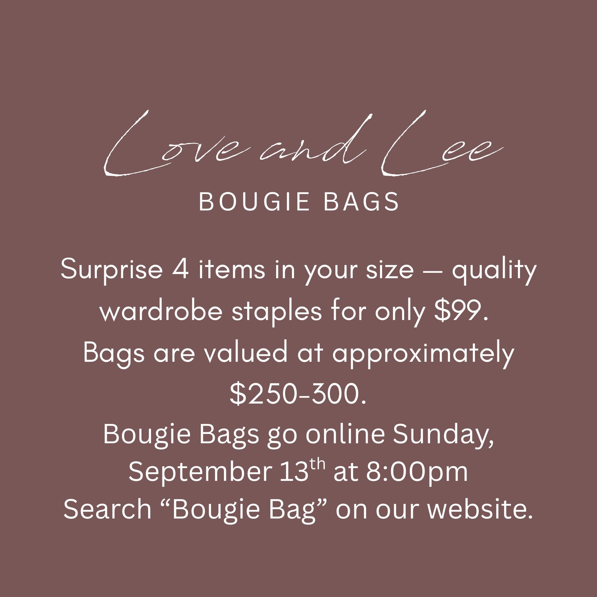 Bougie Surprise Clothing Bags - Love and Lee Apparel