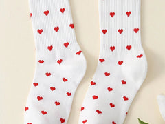 Red Heart Pattern Socks in Cream - Love and Lee Apparel